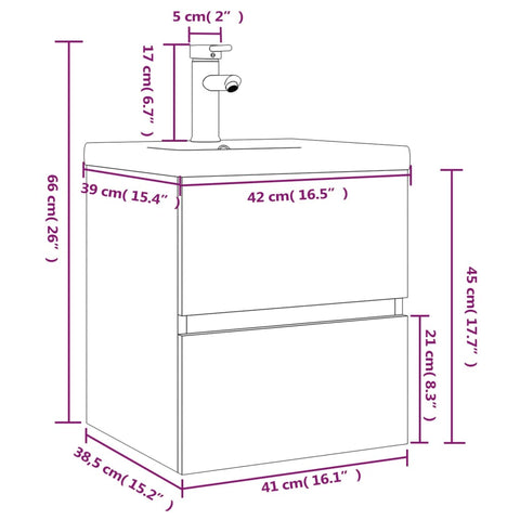 vidaXL Sink Cabinet with Built-in Basin Grey Sonoma Engineered Wood