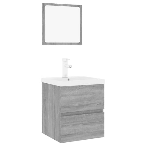 vidaXL Bathroom Furniture Set Grey Sonoma Engineered Wood