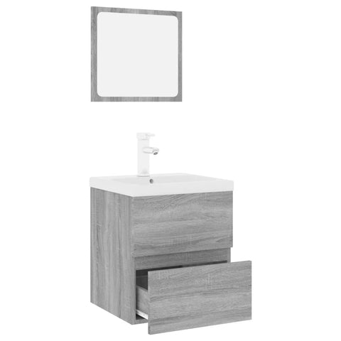 vidaXL Bathroom Furniture Set Grey Sonoma Engineered Wood