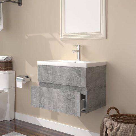 vidaXL Sink Cabinet with Built-in Basin Grey Sonoma Engineered Wood