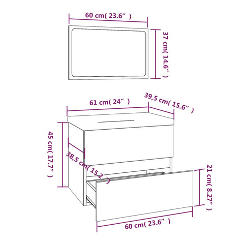 vidaXL Bathroom Furniture Set Smoked Oak Engineered Wood