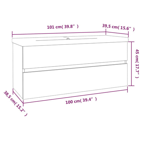 vidaXL Sink Cabinet with Built-in Basin Brown Oak Engineered Wood