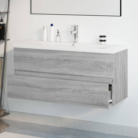 vidaXL Sink Cabinet with Built-in Basin Grey Sonoma Engineered Wood