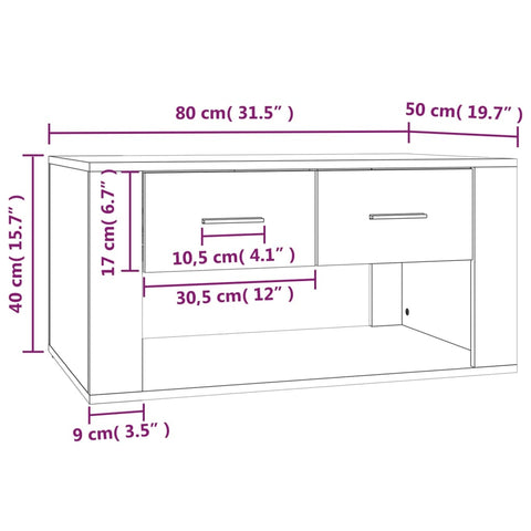 vidaXL Coffee Table White 80x50x40 cm Engineered Wood