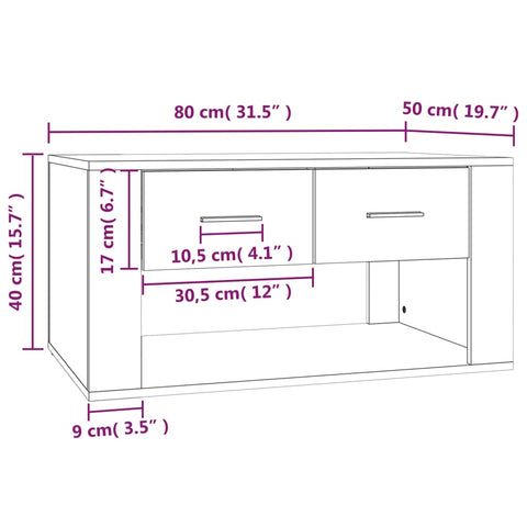vidaXL Coffee Table Concrete Grey 80x50x40 cm Engineered Wood