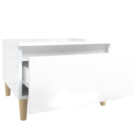 vidaXL Side Table High Gloss White 50x46x35 cm Engineered Wood
