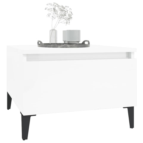vidaXL Side Tables 2 pcs High Gloss White 50x46x35 cm Engineered Wood