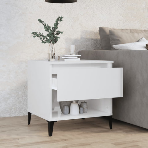 vidaXL Side Table High Gloss White 50x46x50 cm Engineered Wood
