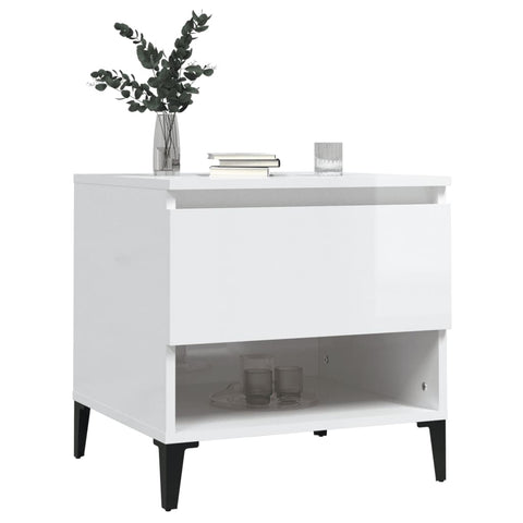 vidaXL Side Table High Gloss White 50x46x50 cm Engineered Wood