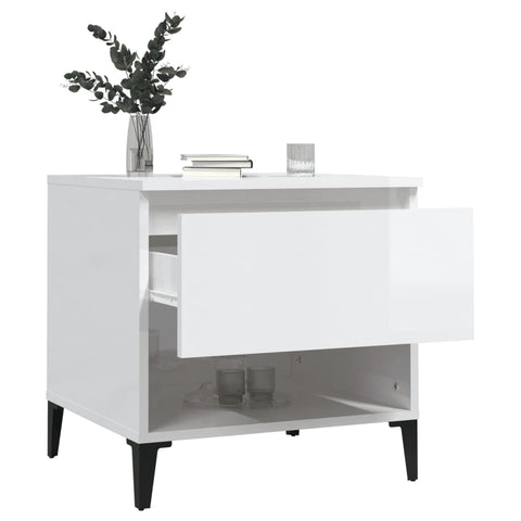 vidaXL Side Table High Gloss White 50x46x50 cm Engineered Wood