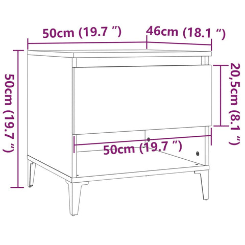 vidaXL Side Table High Gloss White 50x46x50 cm Engineered Wood