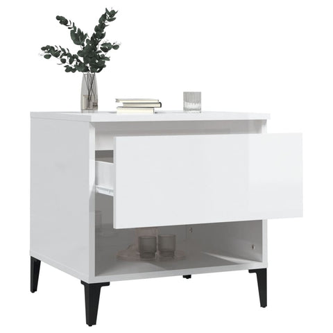 vidaXL Side Tables 2 pcs High Gloss White 50x46x50 cm Engineered Wood