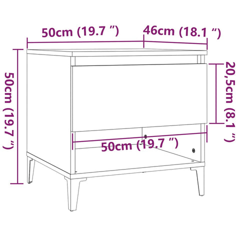 vidaXL Side Table Smoked Oak 50x46x50 cm Engineered Wood