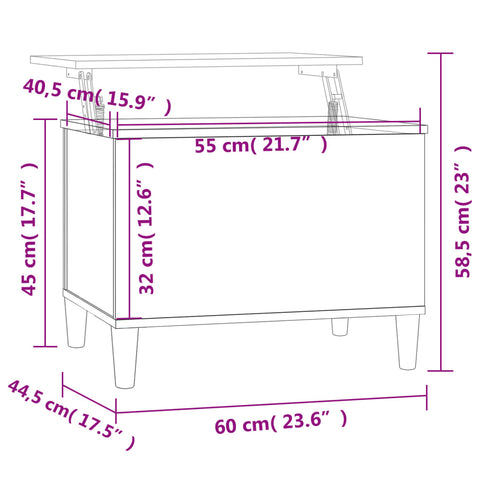 vidaXL Coffee Table Grey Sonoma 60x44.5x45 cm Engineered Wood