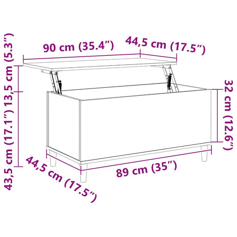 vidaXL Coffee Table White 90x44.5x45 cm Engineered Wood