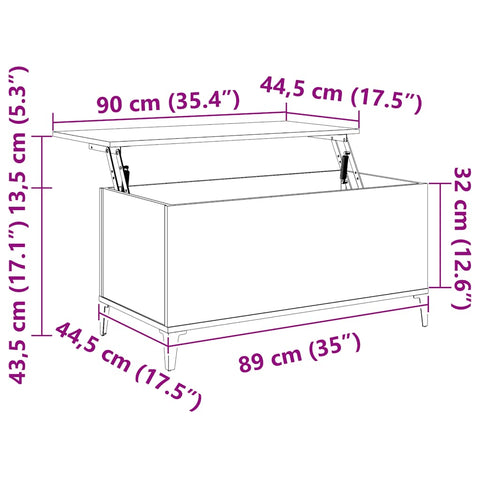 vidaXL Coffee Table White 90x44.5x45 cm Engineered Wood