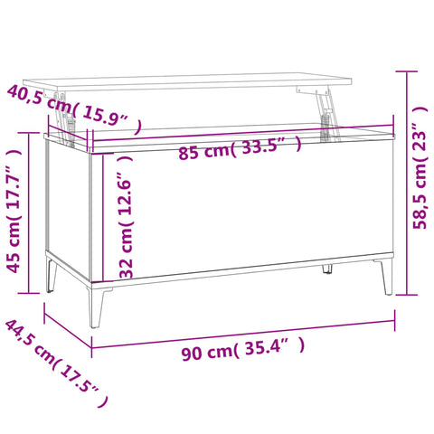 vidaXL Coffee Table High Gloss White 90x44.5x45 cm Engineered Wood