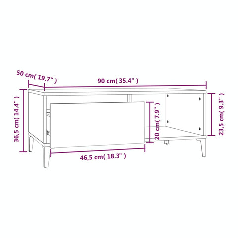 vidaXL Coffee Table White 90x50x36.5 cm Engineered Wood