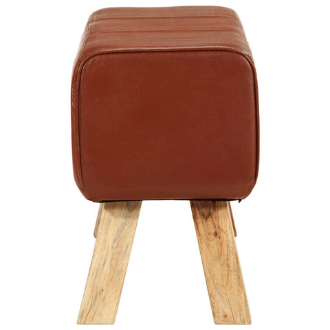 vidaXL Gym Bok Bench Brown 110 cm Real Leather and Solid Wood Mango
