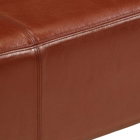 vidaXL Gym Bok Bench Brown 110 cm Real Leather and Solid Wood Mango