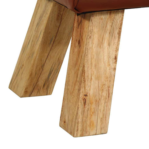 vidaXL Gym Bok Bench Brown 110 cm Real Leather and Solid Wood Mango