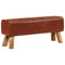 vidaXL Gym Bok Bench Brown 110 cm Real Leather and Solid Wood Mango