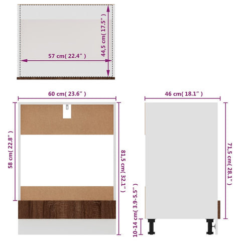vidaXL Oven Cabinet Riga Brown Oak 60x46x81.5 cm Engineered Wood