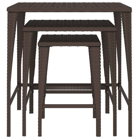 vidaXL Nesting Tables 3 pcs Brown Poly Rattan