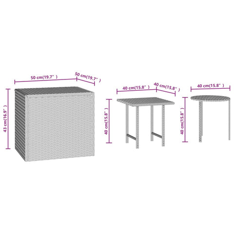 vidaXL Side Tables 3 pcs Brown Poly Rattan