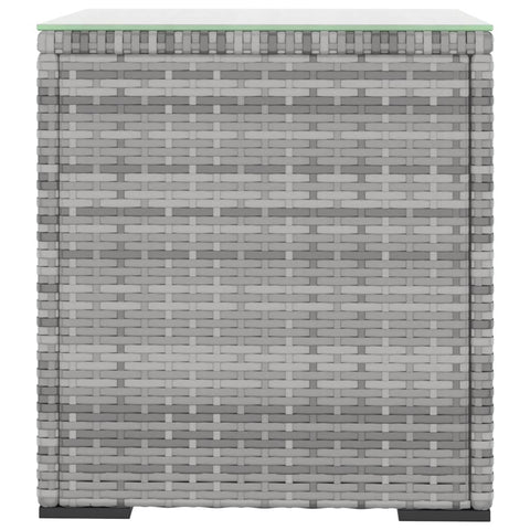 vidaXL Side Table Grey 40x37x40.5 cm Poly Rattan and Tempered Glass