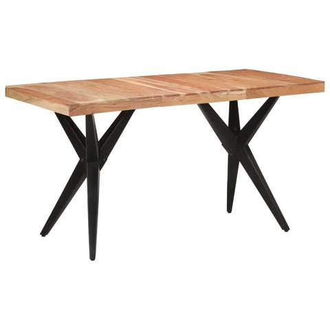 vidaXL Dining Table Black 140x70x76 cm Solid Wood Acacia