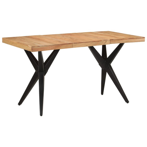 vidaXL Dining Table Black 140x70x76 cm Solid Wood Acacia