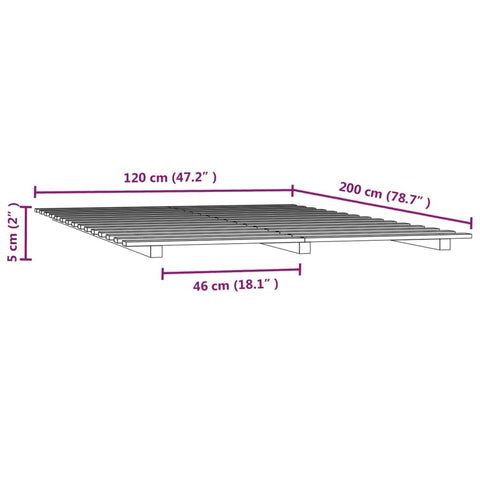 vidaXL Bed Frame without Mattress Grey 120x200 cm Solid Wood Pine
