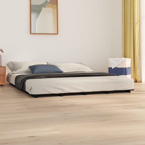 vidaXL Bed Frame without Mattress Black 160x200 cm Solid Wood Pine