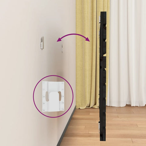 vidaXL Wall Headboard Black 106x3x63 cm Solid Wood Pine