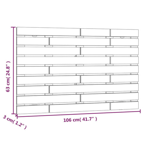 vidaXL Wall Headboard Black 106x3x63 cm Solid Wood Pine