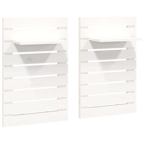 vidaXL Wall-mounted Bedside Shelves 2 pcs White Solid Wood Pine