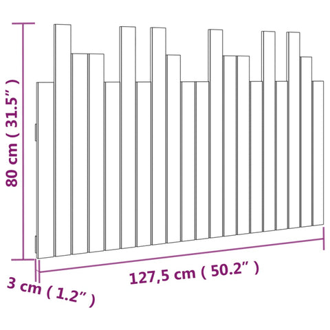 vidaXL Wall Headboard Grey 127.5x3x80 cm Solid Wood Pine