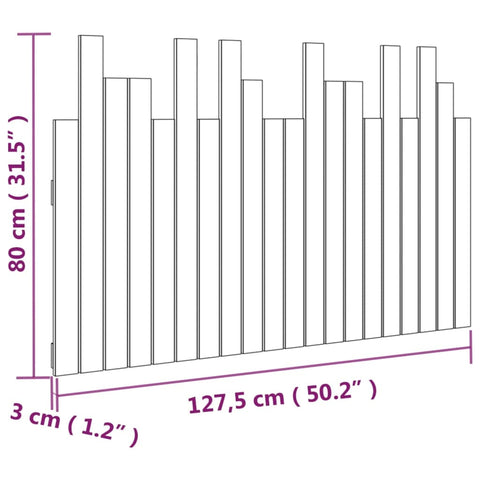 vidaXL Wall Headboard Honey Brown 127.5x3x80 cm Solid Wood Pine