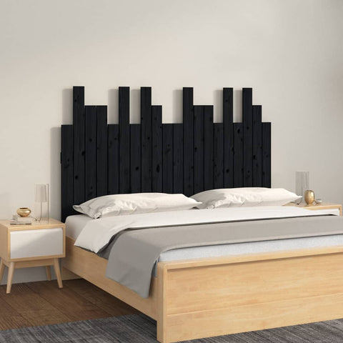 vidaXL Wall Headboard Black 127.5x3x80 cm Solid Wood Pine