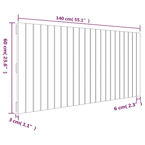 vidaXL Wall Headboard White 140x3x60 cm Solid Wood Pine