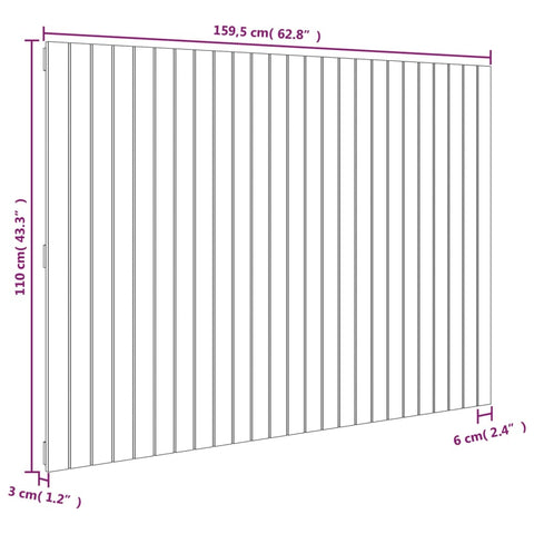 vidaXL Wall Headboard 159.5x3x110 cm Solid Wood Pine