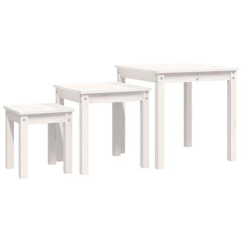 vidaXL Nesting Tables 3 pcs White Solid Wood Pine