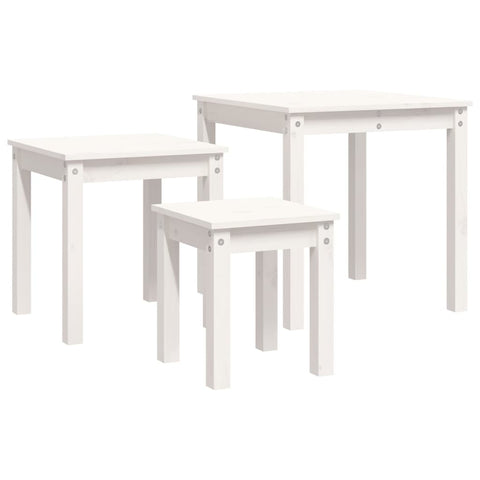 vidaXL Nesting Tables 3 pcs White Solid Wood Pine