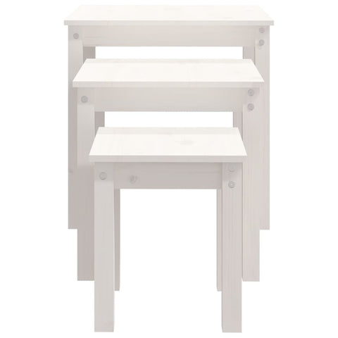 vidaXL Nesting Tables 3 pcs White Solid Wood Pine
