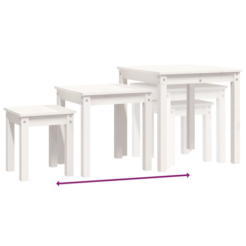vidaXL Nesting Tables 3 pcs White Solid Wood Pine