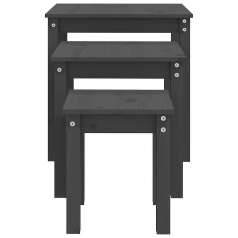 vidaXL Nesting Tables 3 pcs Grey Solid Wood Pine