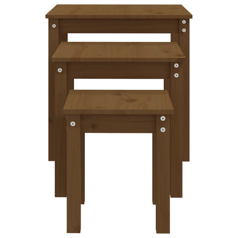 vidaXL Nesting Tables 3 pcs Honey Brown Solid Wood Pine