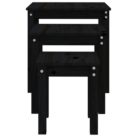 vidaXL Nesting Tables 3 pcs Black Solid Wood Pine