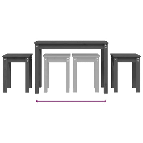 vidaXL Nesting Tables 3 pcs Grey Solid Wood Pine